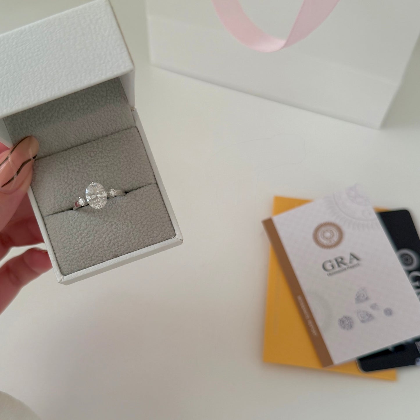 Moissanite oval ring
