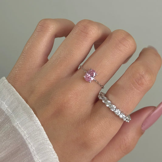 pink oval Chain Ring