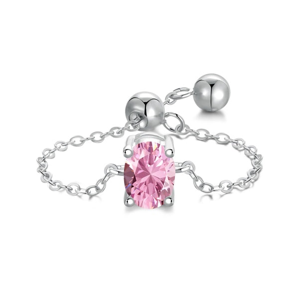 pink oval Chain Ring